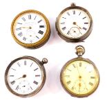 A Victorian gentleman's silver cased pocket watch, open faced, keywind, dial bearing Roman numerals,