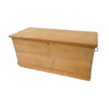 A pine blanket chest, raised on a plinth base, 50cm H, 109.5cm W, 47cm D.