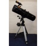 A Helios Sky Scan 2001 reflector telescope, on a tripod base, 91cm L.