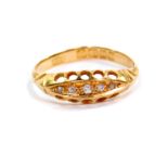 A Victorian 18ct gold and diamond ring, channel set with five diamonds, size 0, 2.2g.