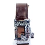 An Omani Nur Majan gentleman's stainless steel cased wristwatch, engraved rectangular silvered
