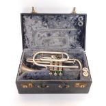 A Besson Westminster cornet, silvered finish, cased.