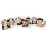 A set of seven Royal Doulton large character jugs modelled as King Henry VIII and his six wives,