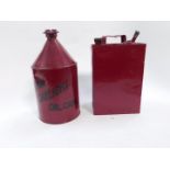 A Royal Daylight oil can, painted red with black lettering, together with a GPO petrol can,