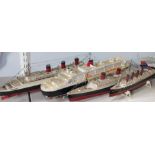 Four scale models of passenger liners, comprising RMS Queen Mary, 51cm L., Cunard Queen Mary II,