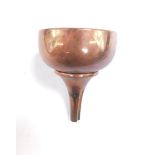 A Joseph Lucas Ltd No 32 copper funnel with gauze filter, 11.5cm.