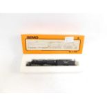 A Bemo N gauge model of a Santa Fe Locomotive, black livery, 2-8-8-2, 2199, boxed.