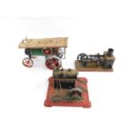 A Mamod steam tractor, together with a steam engine, and a GBN Bavarian steam engine. (3)