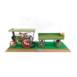 A Mamod TE1A customised traction engine, on a wooden stand with name plate, stand 64.5cm L.