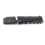 A Hornby OO gauge Britannia Class locomotive, should be Earl Haig but unnamed, British Rail green