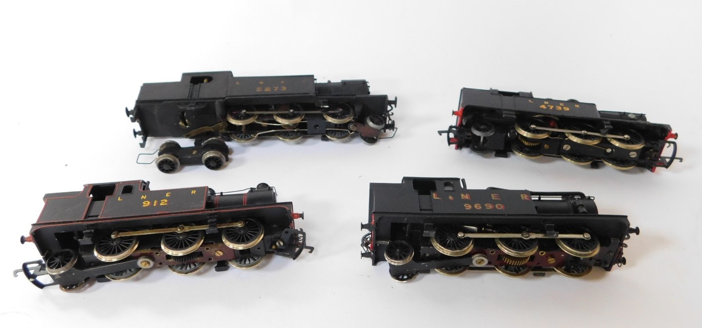 Four kit built OO gauge locomotives, LNER black livery, comprising 5273, 912, 9690 and 4739. - Image 2 of 2