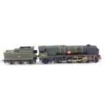 A kit built OO gauge Merchant Navy Class locomotive British India Line, British Rail green livery,