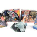 Hasbro and other Star Wars spaceships, etc., comprising Ammo Wagon and Falumpaset, Tie Fighter,