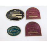 Four brass canal plaques, comprising Navigation from Trent to Mersey 93 miles 73 locks., River Wey