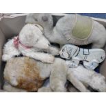 A Merrythought early 20thC Teddy Bear, Jungle Toys lion and camel, a Polar bear, dog pyjama case,