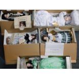 Five Franklin Heirloom Dolls, boxed.