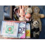 A Petite Feathertouch child's typewriter, mid to late 20thC dolls, Teddy Bears and games. (qty)