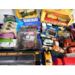 Corgi Matchbox and other die cast motor cars, vintage trucks and lorries, some boxed. (qty)