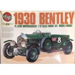 A 1970's vintage Airfix 1/12 scale model kit, of a 1930 Bentley, 4 1/2 litre supercharged.