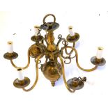 A Dutch style gilt metal six branch chandelier, 63cm W.