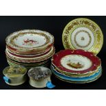 Various items of 19thC English pottery and porcelain, to include floral decorated Coalport plates