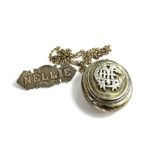 Two items of silver jewellery, to include an oval silver locket, with central emblem with initials