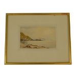 Edward H. Simpson (1901-1989). Coastal scene with fishing boat, watercolour, signed, 12.5cm x 20cm.