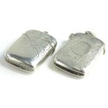 Two small silver Vesta cases, each with engraved decoration, Birmingham 1900 by John Millward Banks,