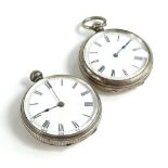 Two silver fob watches, to include a silver fob watch with S and Co movement, and white enamel dial,