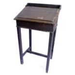 A late 19th/early 20thC painted pine clerks type desk, the reverse bearing inscription A.O.F. No