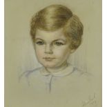 Honor Earl (1901-1996). Head Shoulders portrait of a Young Child, pastel, signed and dated 1954,