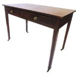 A 19thC mahogany side table, the rectangular top above two frieze drawers on square tapering legs