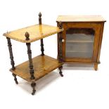 A Victorian walnut whatnot, with marquetry and parquetry decoration, the top now in two separate