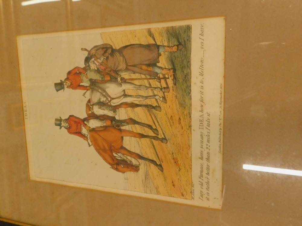 After Henry Alken. Coloured hunting prints, titled Notions (2) and Ideas, 8cm x 24cm (a set of 3). - Image 2 of 2