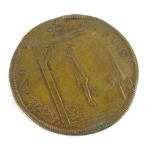 A 1793 token coin, Thomas Pain the Wrong of Man dated January 21st 1793, depicting a shrouded man