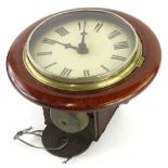 A late 19th/early 20thC Continental mahogany wall clock, the circular dial painted with Roman