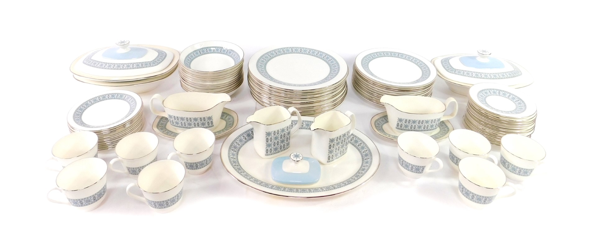 A Royal Doulton porcelain part dinner and tea service decorated in the Counterpoint pattern,