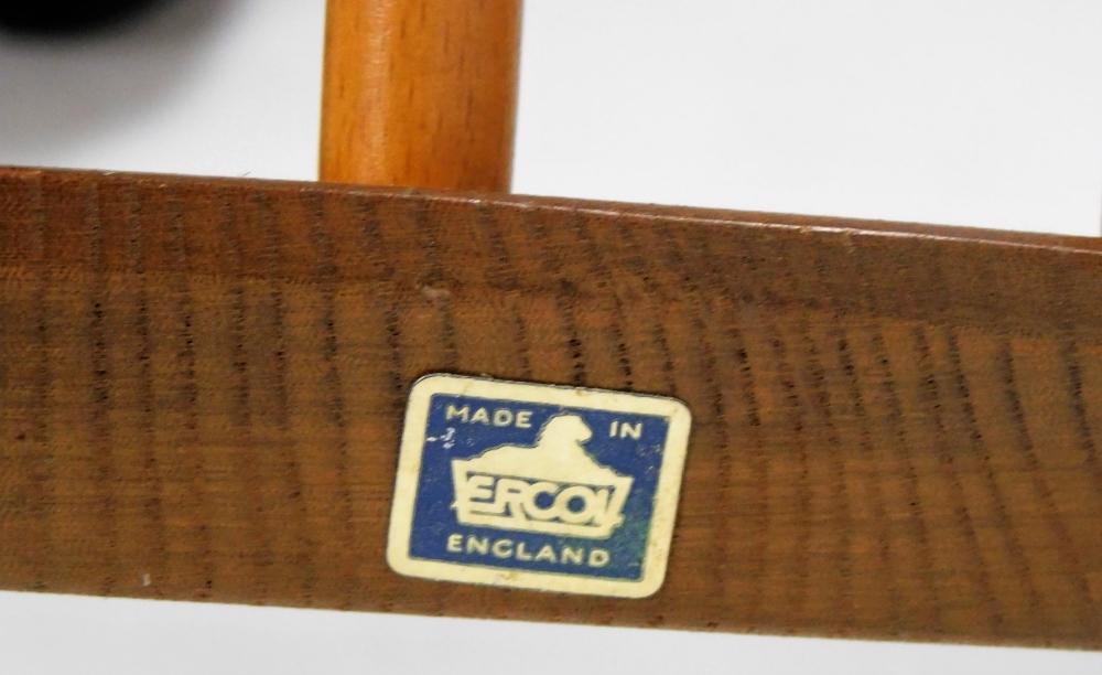 Two Ercol stick back chairs, with shaped seats, on turned legs joined by a H stretcher, unmarked, - Image 2 of 2