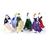 A set of six Royal Worcester porcelain figures, some limited editions of 1200 from the La Petits