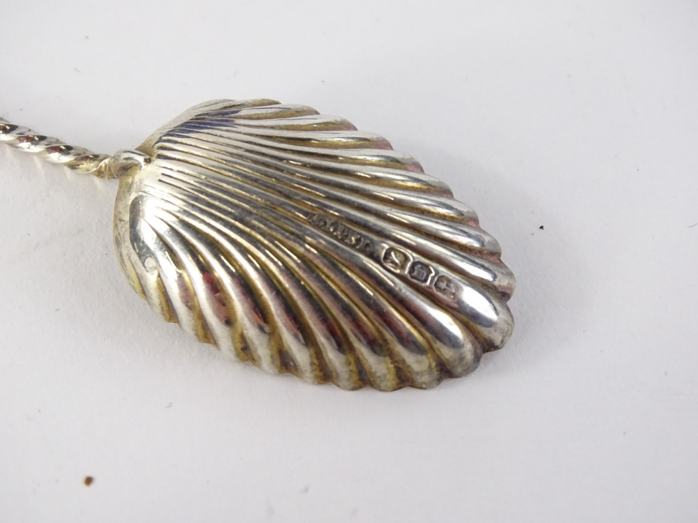 A set of six silver gilt apostle spoons, each with a shell shaped bowl and a twisted handle, a - Image 2 of 2