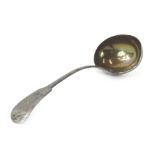 An early Victorian silver fiddle pattern ladle, Exeter 1839, 9oz.