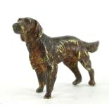 A cold painted bronze figure of a setter, in the manner of Bergman, 6cm L.