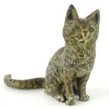 An early 20thC cold painted bronze figure of a tabby cat, possibly Bergman, 5cm H.