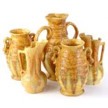 Five items of Beswick pottery, each with a brown peach and yellow drip type glaze, to include a pair