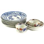 A collection of 19thC Chinese blue and white plates, each decorated with children, other similar