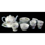 A Shelley Wild Flowers pattern part tea service, to include teapot cover, two sandwich plates,