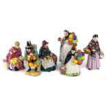 A collection of Royal Doulton small figurines, to include Silks and Ribbons, Biddy Pennyfarther,