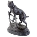 After C Valton. A modern bronze figure of a Mastiff on a marble base, 33cm H.