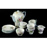 A Shelley Wild Flowers pattern part coffee service, comprising coffee pot and cover, milk jug, sugar