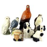 A collection of Beswick and Royal Doulton etc., to include a golden eagle decanter, an osprey